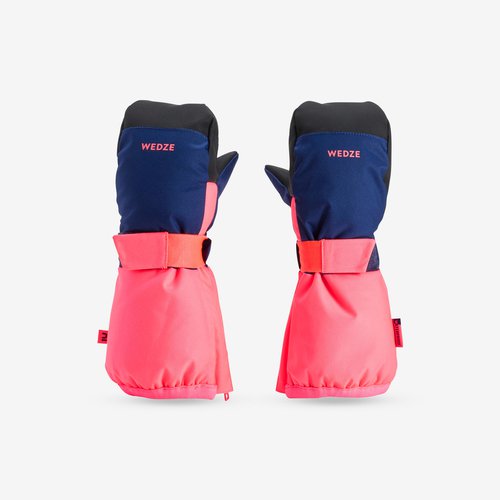 Wedze Skihandschuhe Fäustlinge Kinder warm wasserdicht - blau/rosa