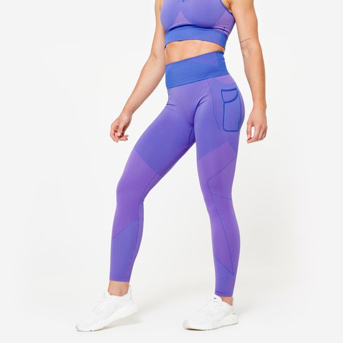 Domyos Leggings Damen seamless - blau/rosa