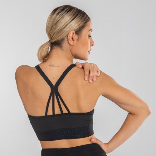 Decathlon Tanz-Bustier Damen schmale Träger und herausnehmbare Pads Modern Dance - schwarz