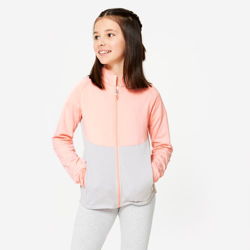Decathlon Trainingsjacke Mädchen tailliert - grau/rosa