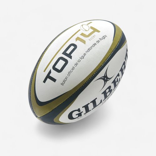 Gilbert Rugby Ball Größe 5 - Gilbert Top 14 weiß/gold