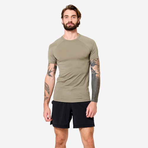 Domyos T-Shirt Yoga Herren Zweite-Haut-Effekt - kaschmirbeige