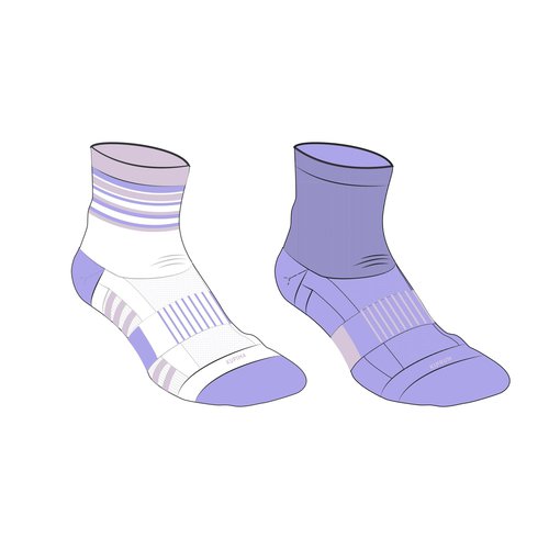 Kiprun Laufsocken Kinder Mid 2er-Pack - 500 Comfort lila gestreift
