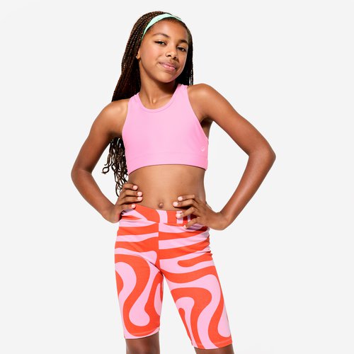 Domyos Sport-Bustier Mädchen atmungsaktiv - rosa bedruckt