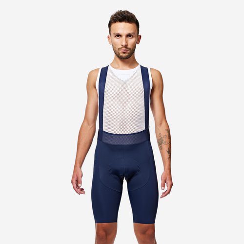 Van Rysel Herren Radhose Rennrad kurz mit Trägern - Racer 3 blau