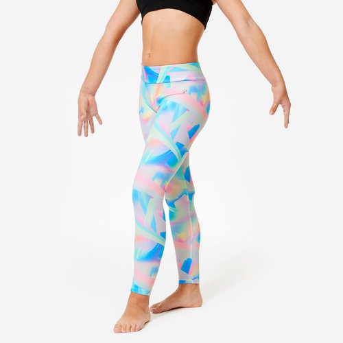 Domyos Gymnastikhose Mädchen hohe Taille - weiss