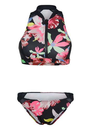 Chiemsee Chiemsee Bikini aus Light Neopren, Frontzip, Cut-Outs für Damen, blau/pink, 40/A/B