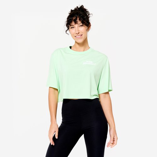 Domyos T-Shirt Crop Top Damen - hellgrün