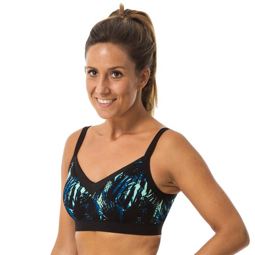 Nabaiji Sportbikini Oberteil Aquafitness Liza Cal Damen schwarz/grün