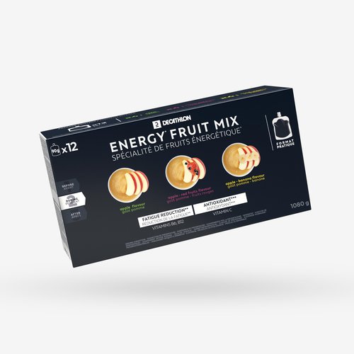 Decathlon Energy-Fruchtmus 12 × 90 g Apfel / Apfel-Banane / Apfel-Rote-Früchte