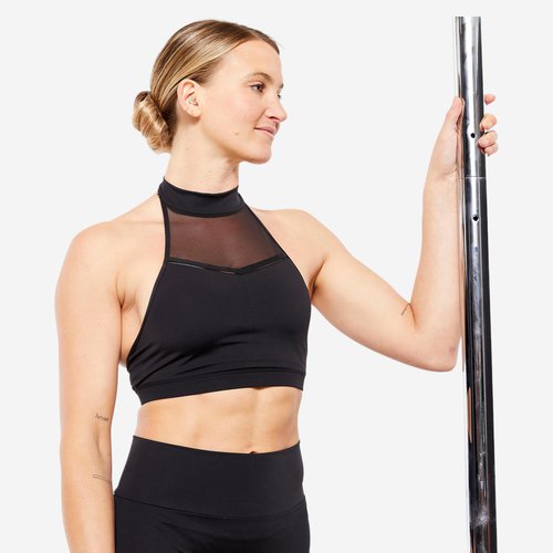 Domyos Gebraucht - Tanzbustier Damen Pole Dance rückenfrei - schwarz - NEUWERTIG