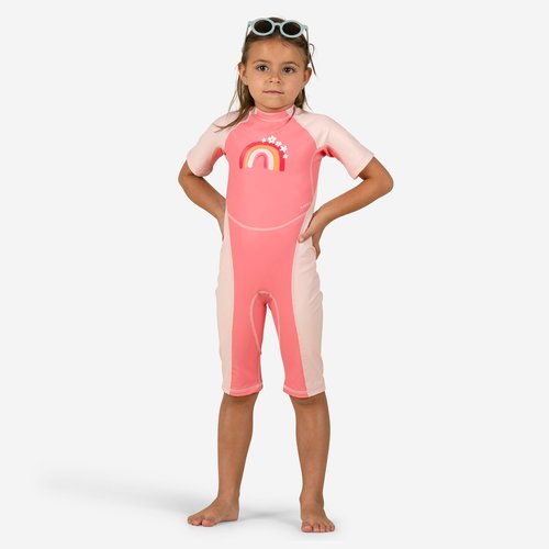 Nabaiji Gebraucht - UV-Einteiler UV-Schutzanzug Baby - Kloupi Druckmotiv Regenbogen rosa  - SEHR GUT