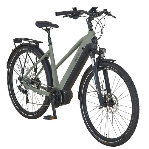Prophete Trekking E-Bike Entdecker 4.0 Damen Moosgrau-Schwarz Mat 28 Zoll