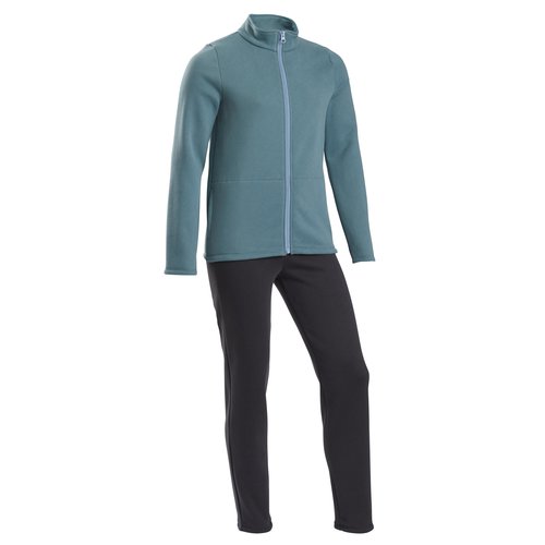 Domyos Trainingsanzug Kinder Zip - Warmy warm grün/grau