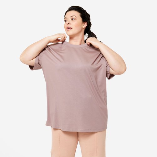 Domyos T-Shirt Damen Oversize Rundhals - braun