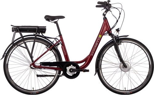 Saxonette E-Bike "Advanced Plus", 3 Gang, Frontmotor 250 W, (mit Akku-Ladegerät), Damen E-Bike Cityrad mit Rücktrittbremse, integriertes Rahmenschloss