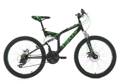 KS Cycling KS Cycling Kinder-Mountainbike 24 Zoll Fully Xtraxx, Schwarz-Grün, 43 cm