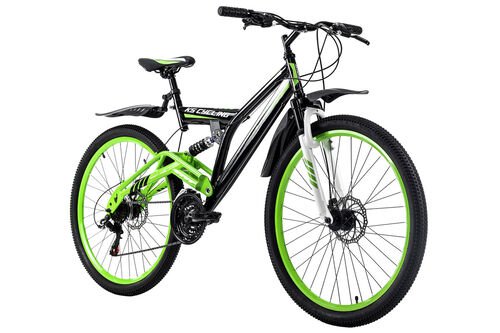 KS Cycling KS Cycling Fully Mountainbike Root One 26 Zoll, Schwarz-Grün, 46 cm