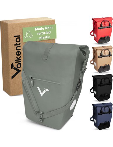 Valkental ValkOcean Gepäckträgertasche aus recyceltem Plastik, Seegras Grün Taschenvariante - Gepäckträgertaschen,