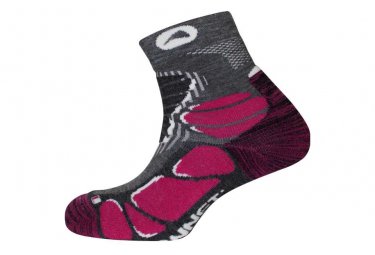 Monnet paar trek mid light grey   pink socken