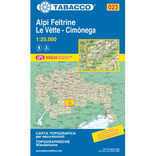 Tabacco Alpi Feltrine - Le Vètte - Cimònega 023 Wanderk.