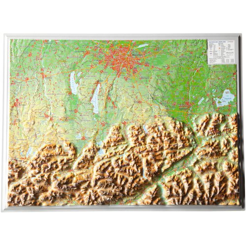 Georelief 3D Reliefkarte Bayerisches Oberland