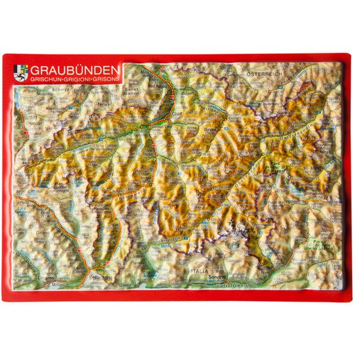 Georelief 3D Reliefpostkarte Graubünden