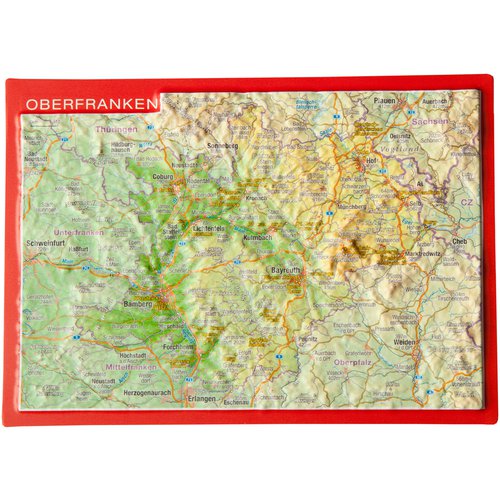 Georelief 3D Reliefpostkarte Oberfranken