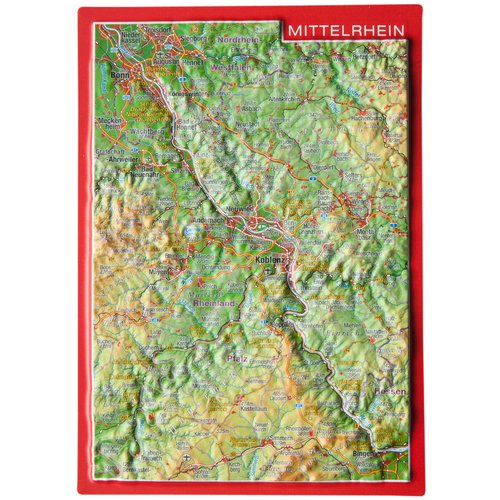 Georelief 3D Reliefpostkarte Mittelrhein