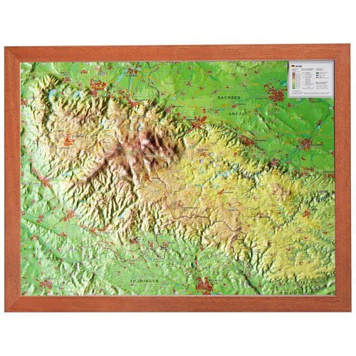 Georelief 3D Reliefkarte Harz mit Holzrahmen