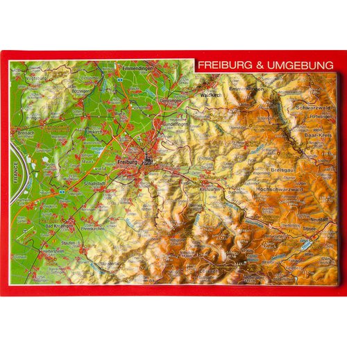 Georelief 3D Reliefpostkarte Freiburg & Umgebung