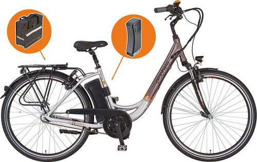 Prophete E-Bike Geniesser pro inkl. Seitentasche, 7 Gang Shimano Nexus Schaltwerk, Nabenschaltung, Mittelmotor 250 W, (Set, mit Seitentasche)