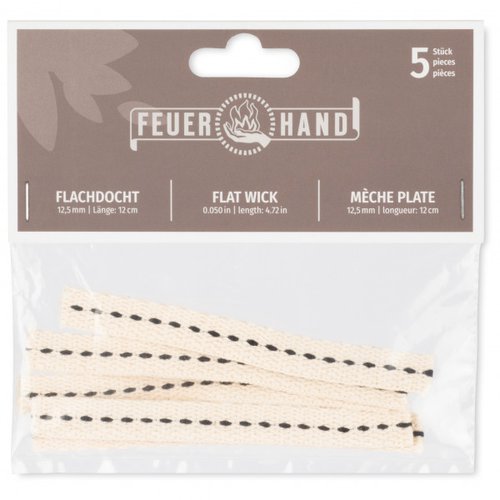 Feuerhand Flachdocht 12,5 mm x 12 cm (5 Stk) Gr 12,5 x 120 mm