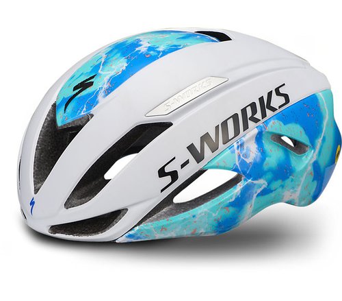 Specialized S-Works Evade II mit ANGi MIPS Matte Dove Grey/Gloss Cobalt Blue/Lagoon Blue/Vivid Coral M