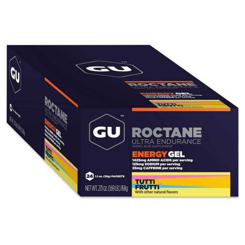 Gu Roctane Ultra Endurance 32g 24 Units Tutti Frutti Energy Gels Box Gelb,Grau