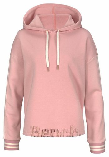 Bench. Kapuzensweatshirt mit gestreiftem Bund und Glanzprint, Loungewear, Loungeanzug, Hoodie