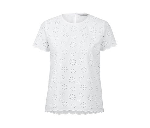 Tchibo Blusenshirt mit Lochstickerei, weiß
