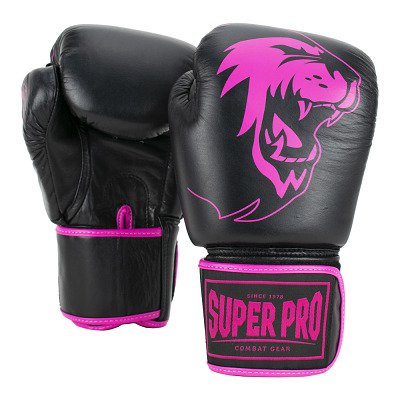 Super Pro Boxhandschuhe "Warrior", 12 oz., Schwarz-Pink