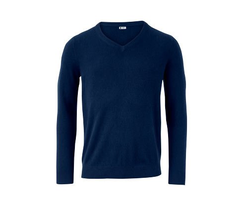 Tchibo Cashmere-Pullover mit V-Ausschnitt, blau