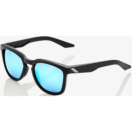 100% Hudson Sonnenbrille (Hiper Iceberg blau verspiegelte Gläser)  - Mattschwarz