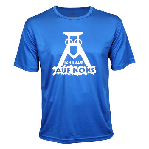 Lauflust Ich lauf auf Koks Funktions T-Shirt blau für Männers