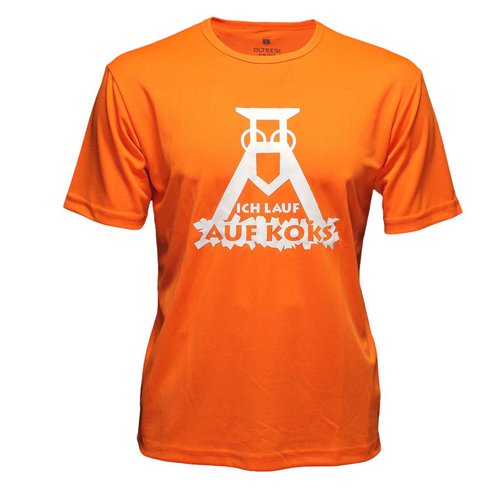 Lauflust Ich lauf auf Koks Funktions T-Shirt orange für Männers