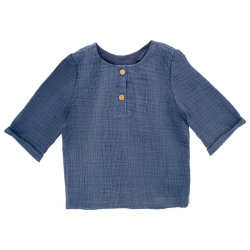 Maximo Baby Boy's Hemd 3/4 Arm Musselin Gr 74/80 blau