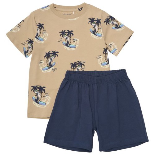 Minymo Kid's T-Shirt+Short Set Aop Gr 122 beige/blau