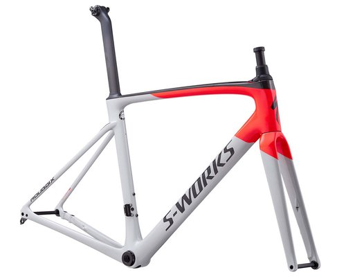 Specialized S-Works Roubaix Rahmenset 2020 | gloss-satin-dove gray-rocket red-back - " 56 cm"