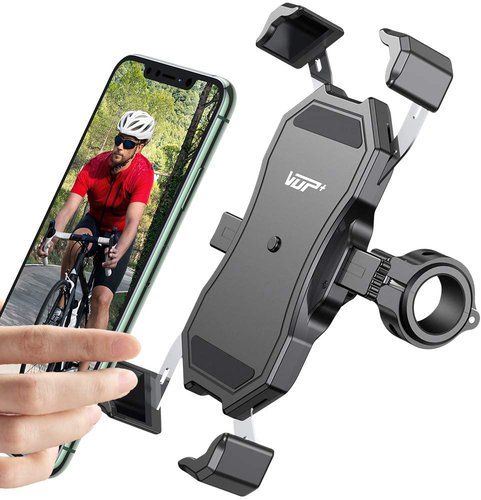 VUP Handyhalterung Fahrrad, 360°verstellbare Fahrrad Handyhalterung, universale Edelstahl Fahrrad Handyhalterung für Allen Handy, automatisches Schrumpfen Handyhalterung für Rennrad MTB Scooter usw.