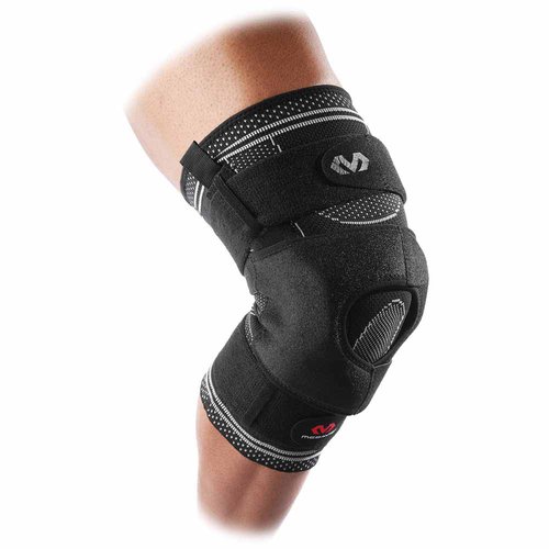 Mc David Elite Engineered Elastic Knee Brace With Dual Wrap And Hinges Schwarz L