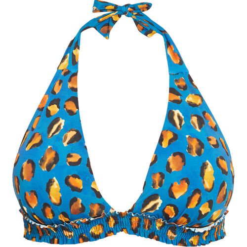 CYELL Cyell Bikini-Oberteil "Pantera", Neckholder, gepolstert, für Damen, blau/orange, 42D