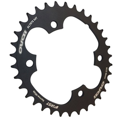 First Oval 4 Bolts Fitting 96 Bcd Chainring Schwarz 34t