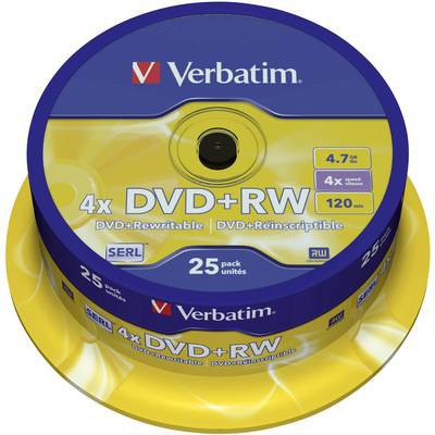 Verbatim 43489 DVD+RW Rohling 4.7 GB 25 St. Spindel Wiederbeschreibbar
